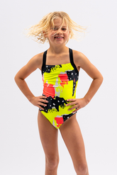 Girls Chlorine Resistant One Piece - Neon Pop
